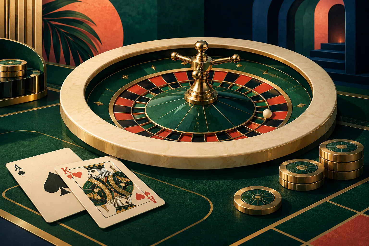 Original editorial casino table illustration